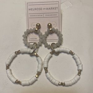 NWT Melrose and Market Double Hoop Earrings Nickel Free. Nordstrom White & Gold